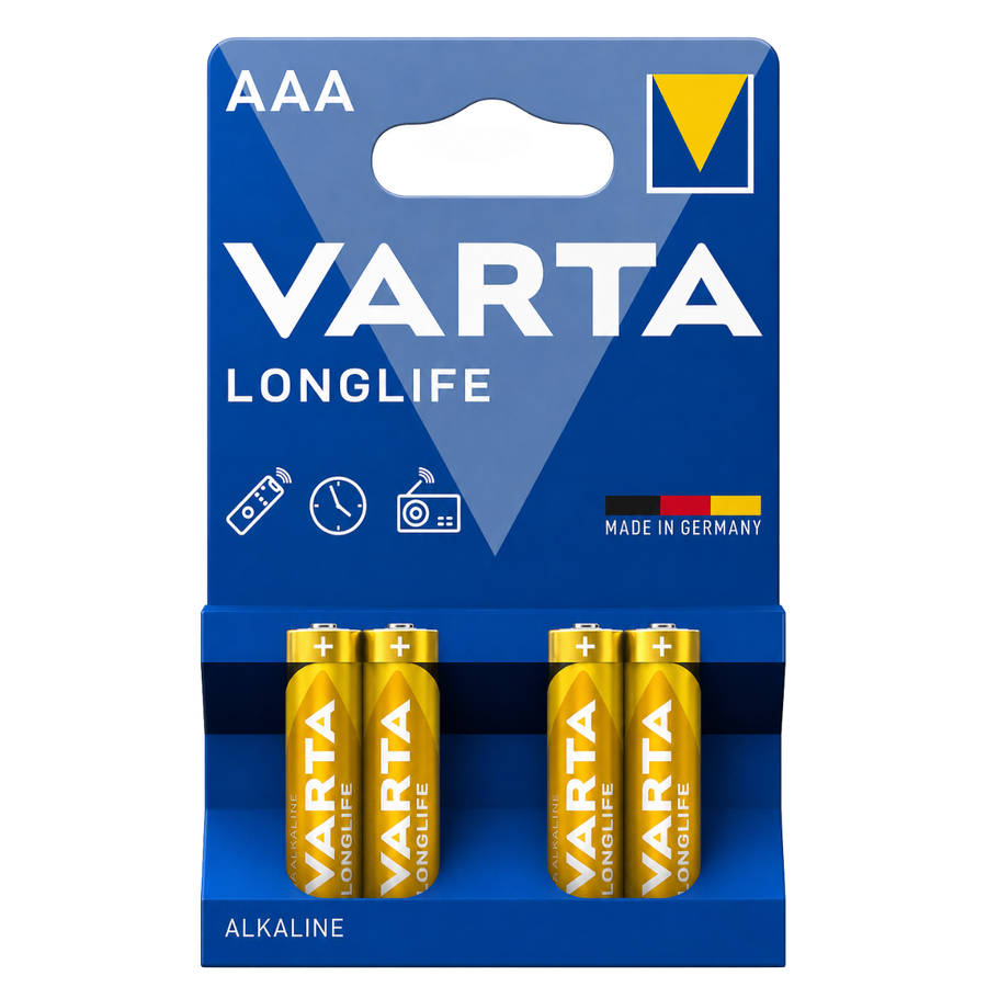 BA215 - VARTA - Size AAA Long Lifel Low Drain Devices. 1.5V  4pack -