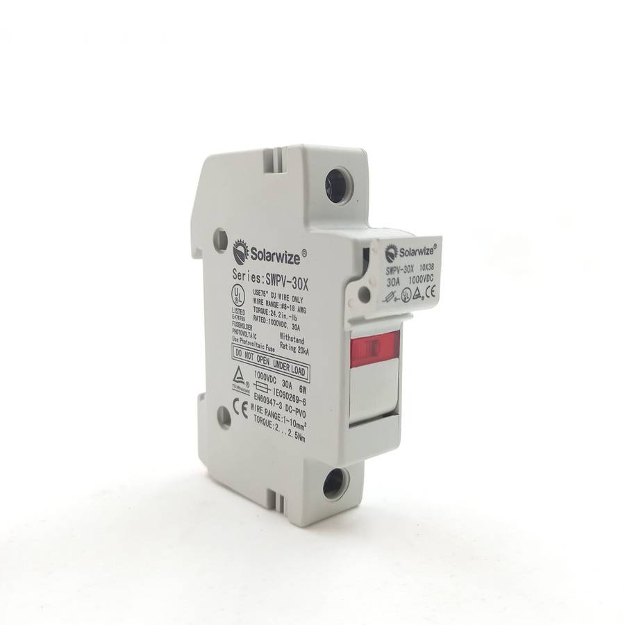 SJ018A Protection - Solar PV Fuse Holder  DC 10X30mm 30Amp.1000V  ( No Fuse)