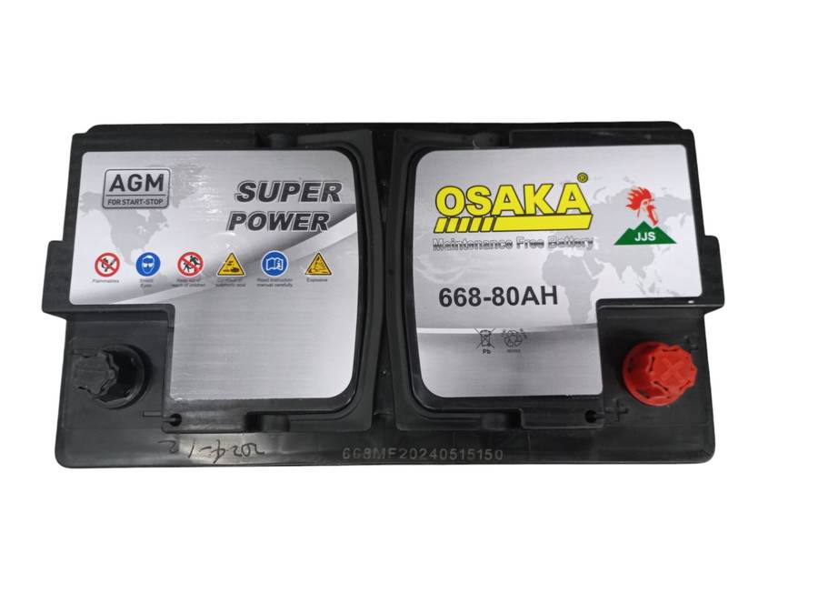 BB035 Osaka 668 - AGM Stop Start Battery. 12 Volt 80Ah with OLD Battery. No battery add R350