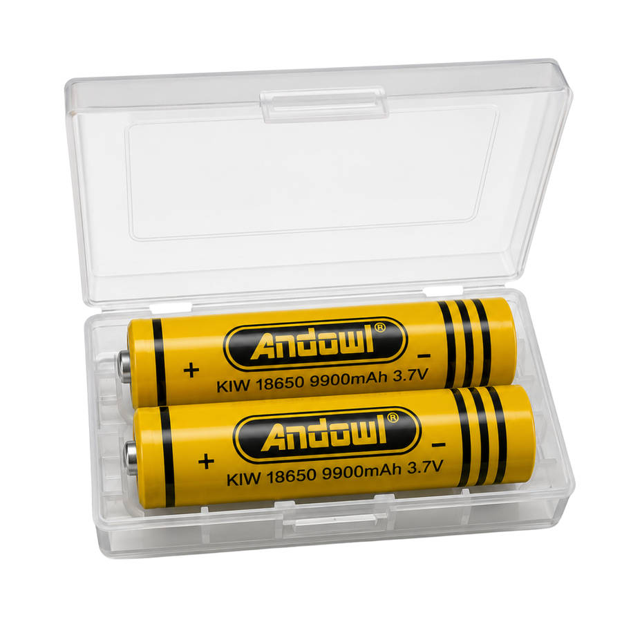 BU510  Andowl - Battery 18650 Lithium Iron Rechargeable Cell 3.7 Volt 3000 mAh Pack 2 pcs