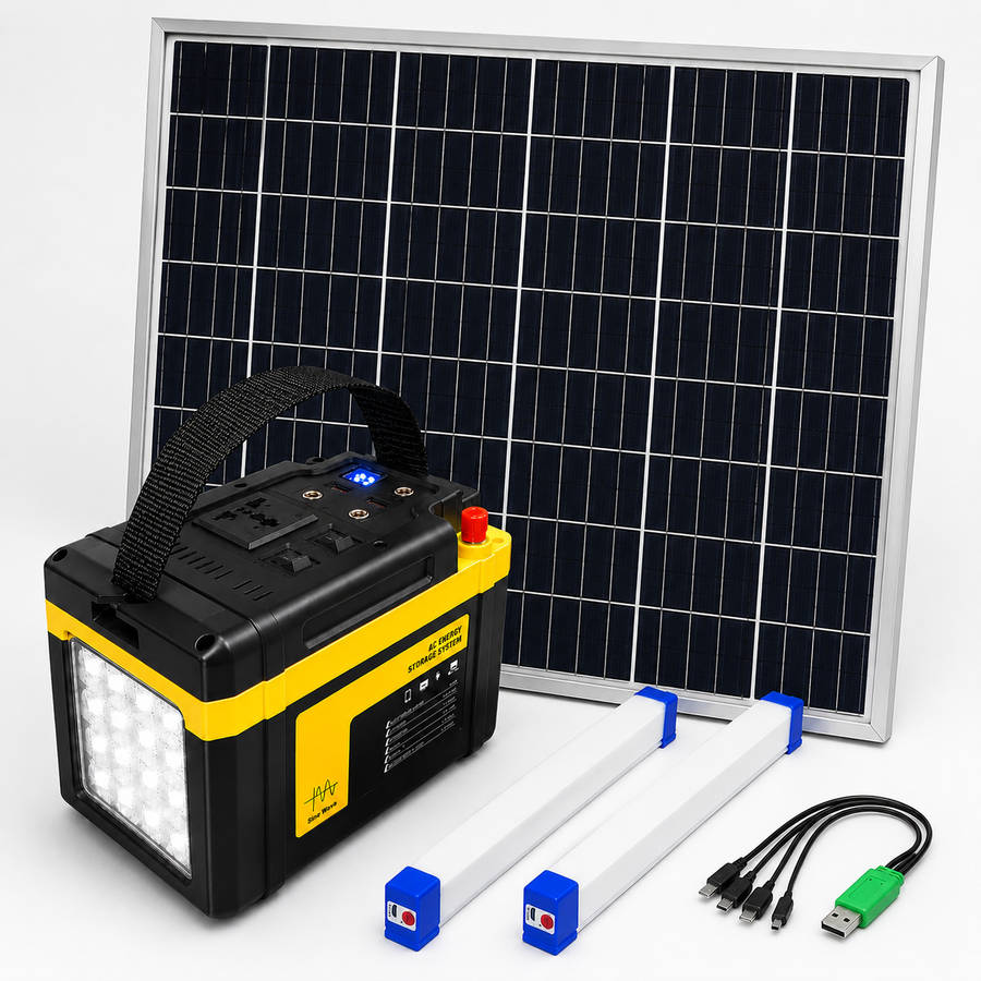 LK095 - ECOTEK   Power Pack LifePo4 220V Out 100Watt. 2 x USB Lights.Cell charge+30 Watt Solar Panel