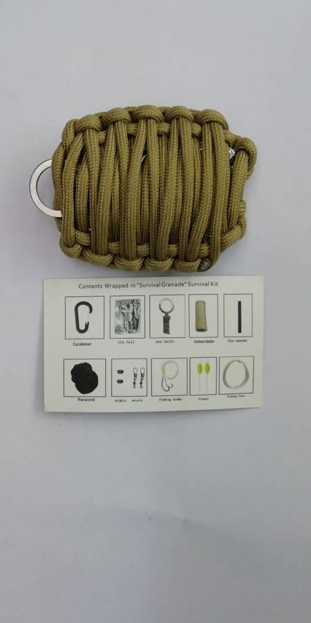 Paracord Grenade with Survival Kit and Carabiner