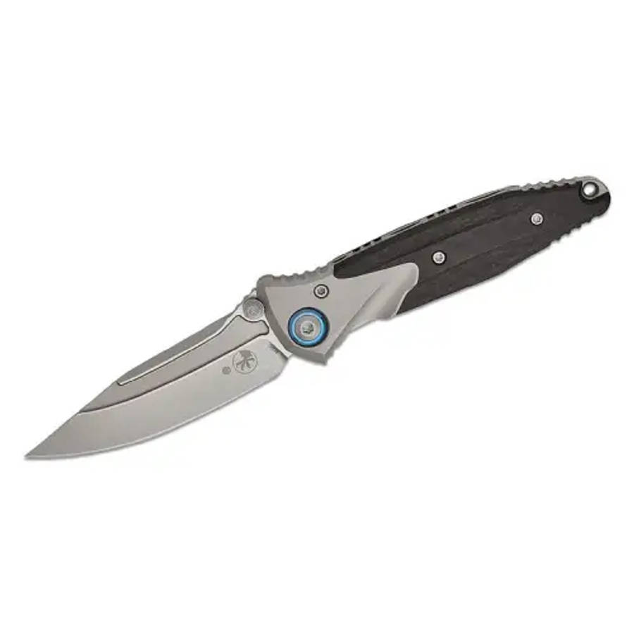 Microtech SOCOM Bravo Mini S/E Titanium Handle Bead Blast Standard Blue Ti Pivot Collar Carbon Fi...
