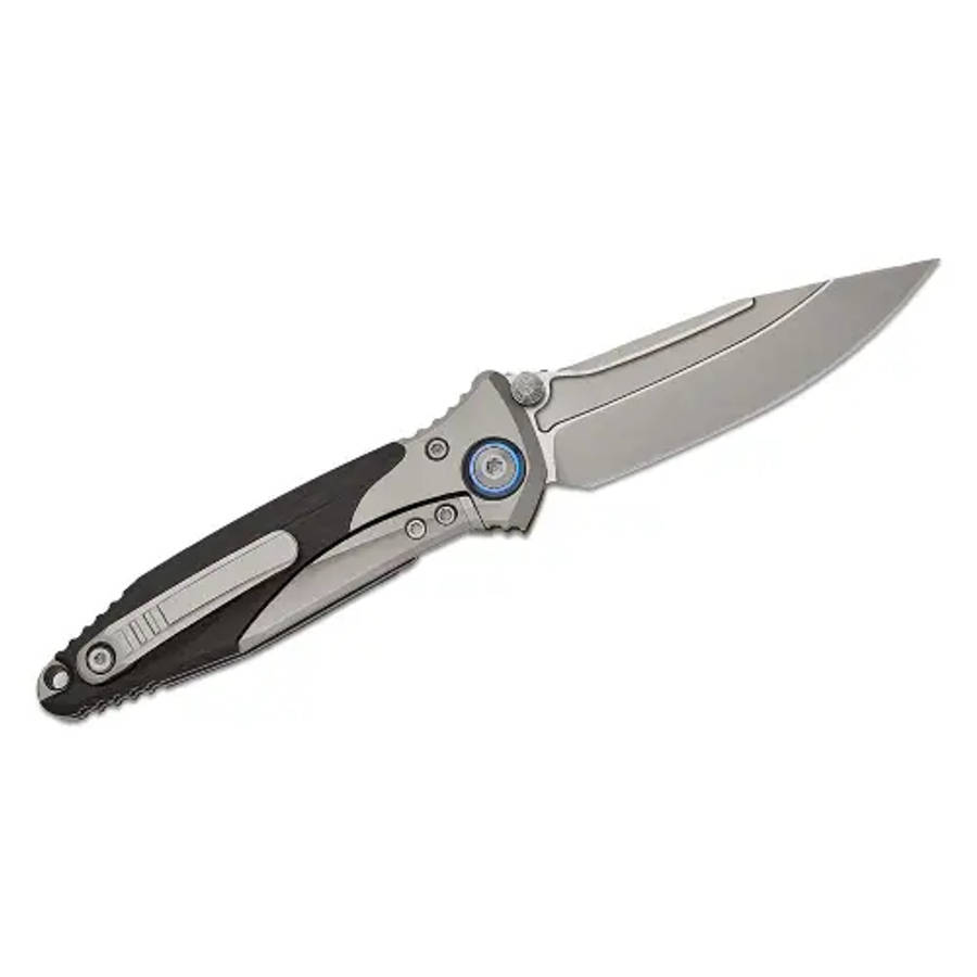 Microtech SOCOM Bravo Mini S/E Titanium Handle Bead Blast Standard Blue Ti Pivot Collar Carbon Fi...