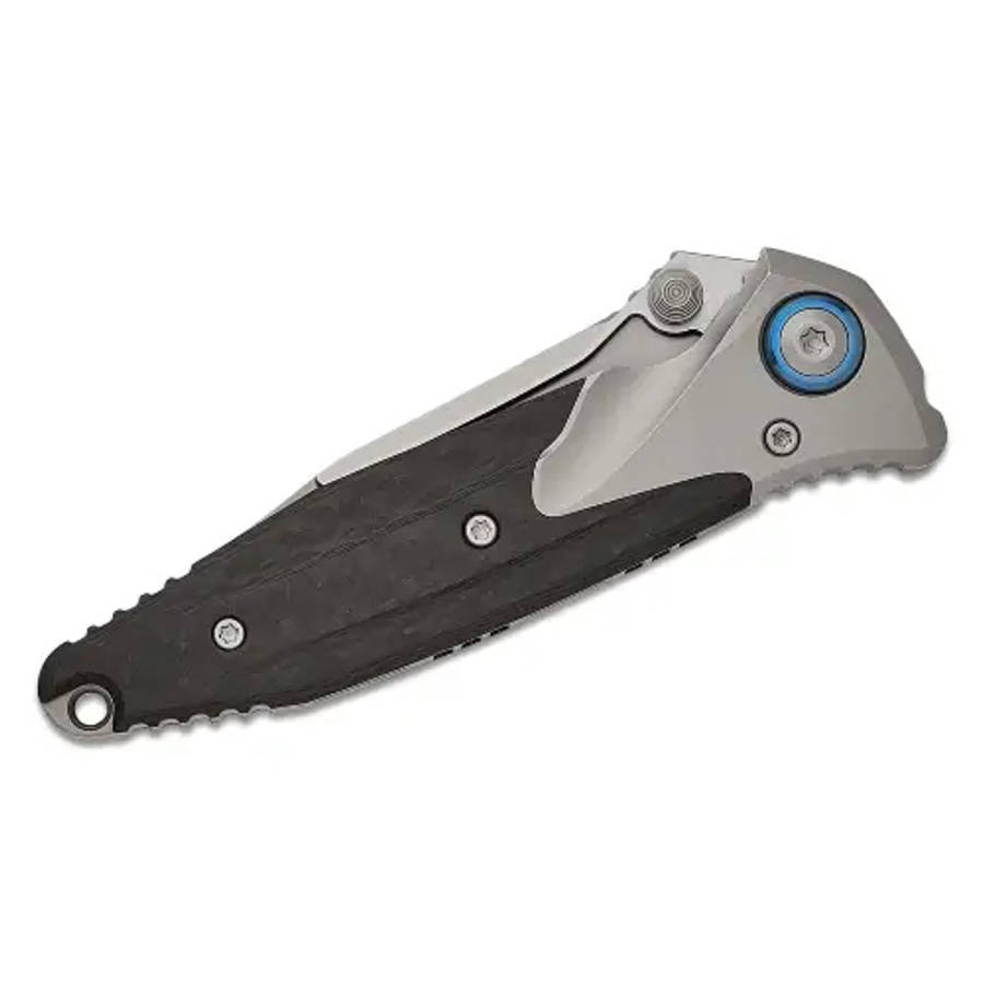 Microtech SOCOM Bravo Mini S/E Titanium Handle Bead Blast Standard Blue Ti Pivot Collar Carbon Fi...