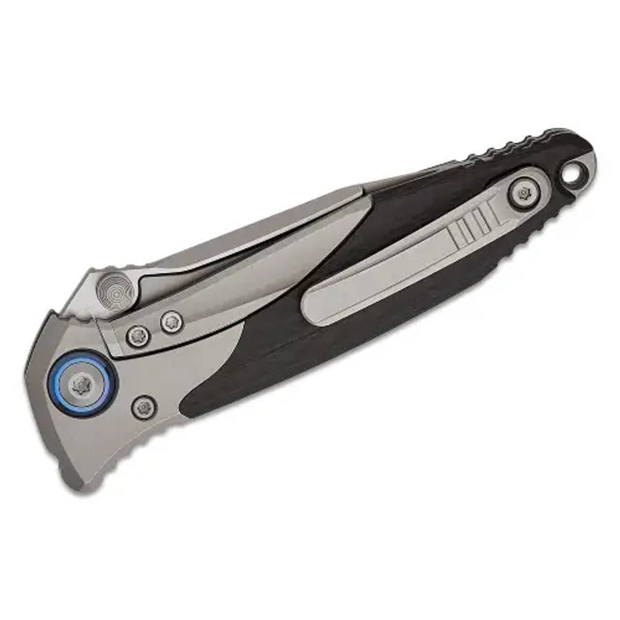Microtech SOCOM Bravo Mini S/E Titanium Handle Bead Blast Standard Blue Ti Pivot Collar Carbon Fi...