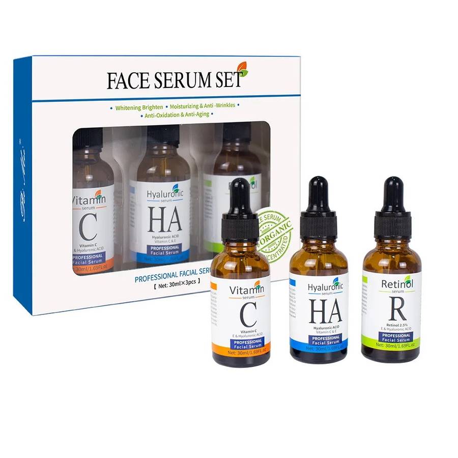 Vitamin C, Retinol and Hyaluronic Acid Serum Set - Complete Skincare Solution
