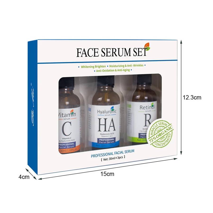 Vitamin C, Retinol and Hyaluronic Acid Serum Set - Complete Skincare Solution