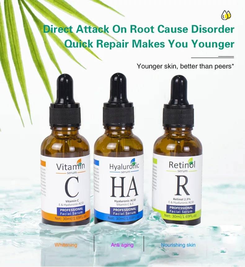 Vitamin C, Retinol and Hyaluronic Acid Serum Set - Complete Skincare Solution
