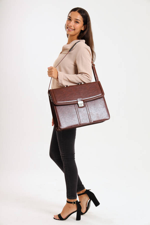 Premium Faux Leather 17 Inch Laptop Business Briefcase Bag