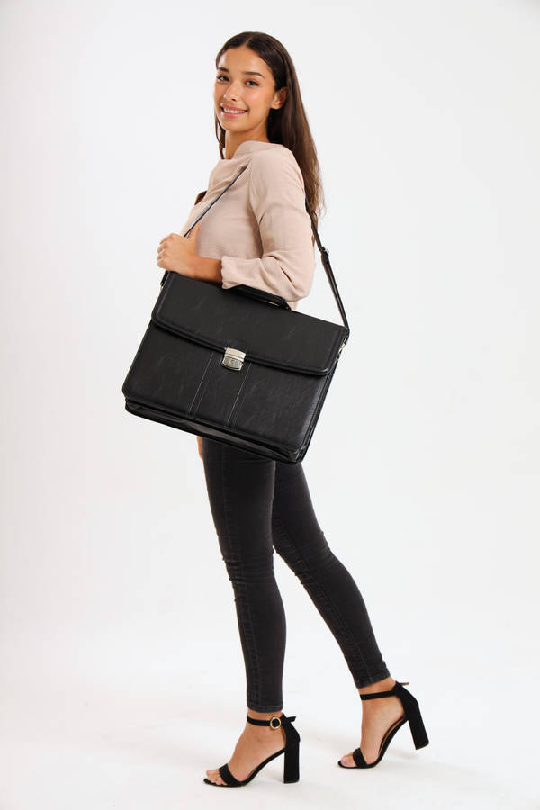 Premium Faux Leather 17 Inch Laptop Business Briefcase Bag