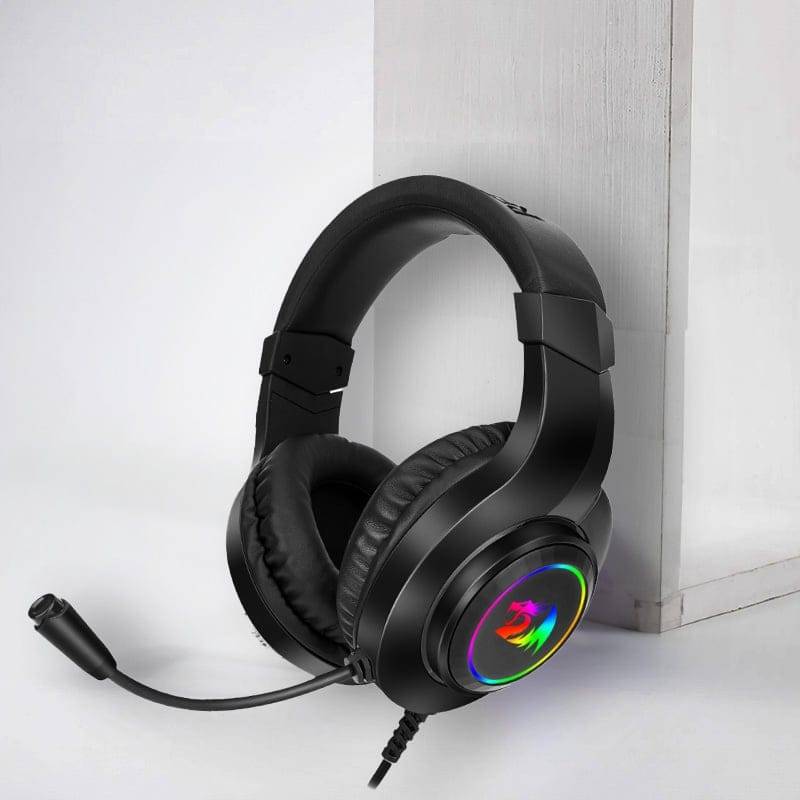 REDRAGON Over-Ear HYLAS Aux (Mic and Headset)|USB (Power Only)&#xD;RGB Gaming Headset - Black