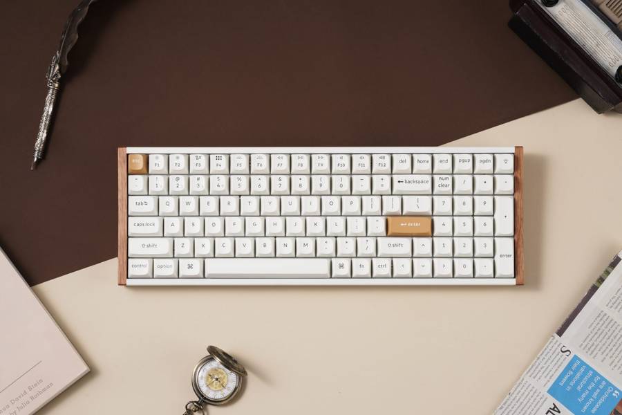 Keychron K4 HE 96% Magnetic Switch Hot-Swap RGB Wireless Keyboard &#x2013; White (Wood + Aluminium)