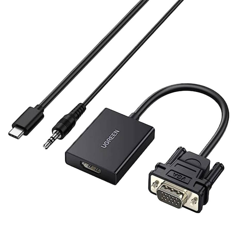 UGreen VGA to HDMI Converter | Male to Female | 1080P Full HD &#x2013; Black