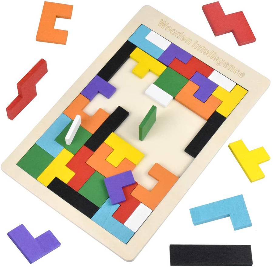 Wooden Tetris Puzzle for Kids and Adults