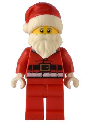 Minifigures NEW - Santa - Red Fur Lined Jacket with Button and Plain Back, Red Legs - Original Lego