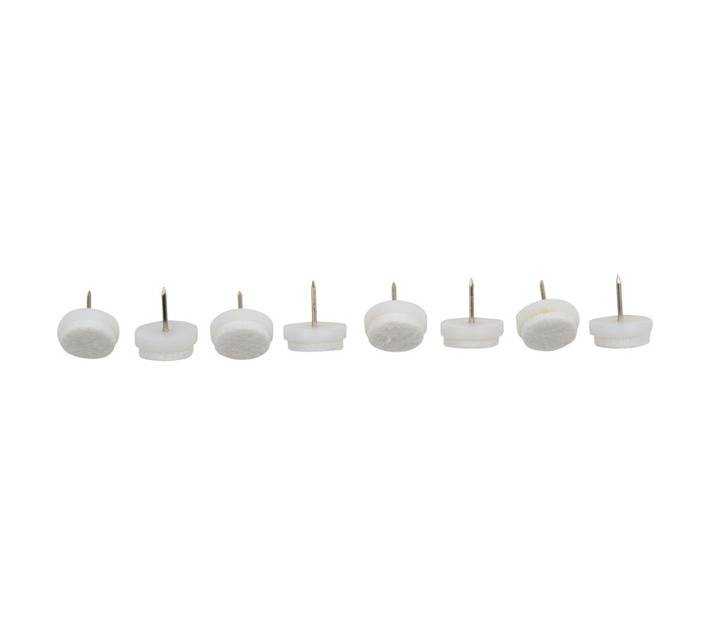 Safe Top Glides Plastic and Felt With Nail - White (20mm x 8 Pads)