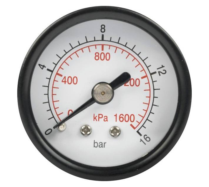 AirCraft 0-16 Bar Bottom Fit Pressure Gauge (40mm - 1/4 Inch)