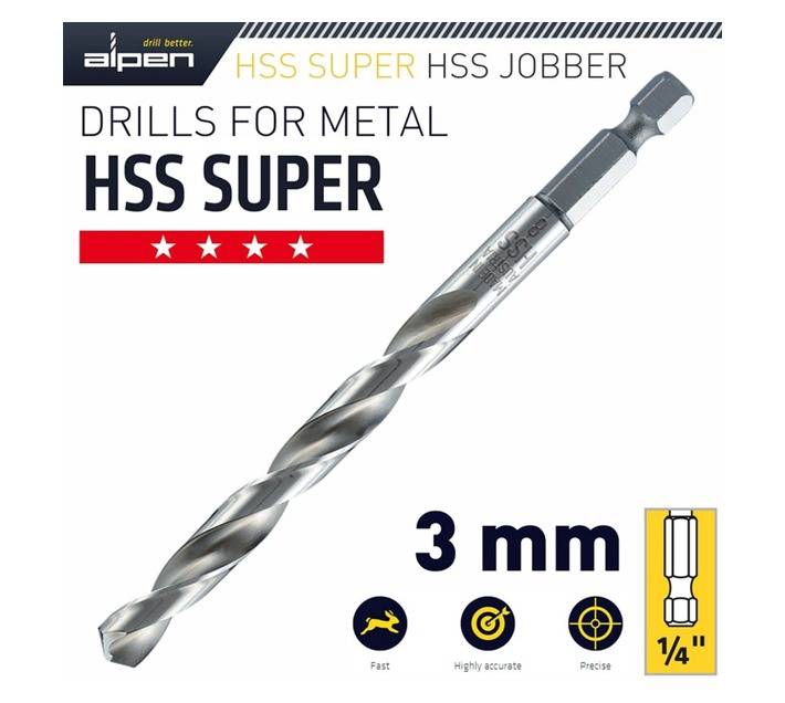 Alpen HSS Super Hex Shank Drill Bit (3mm)