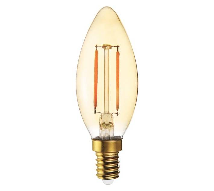 Lightworx LED E14 Filament Candle Bulbs - Amber (2w)