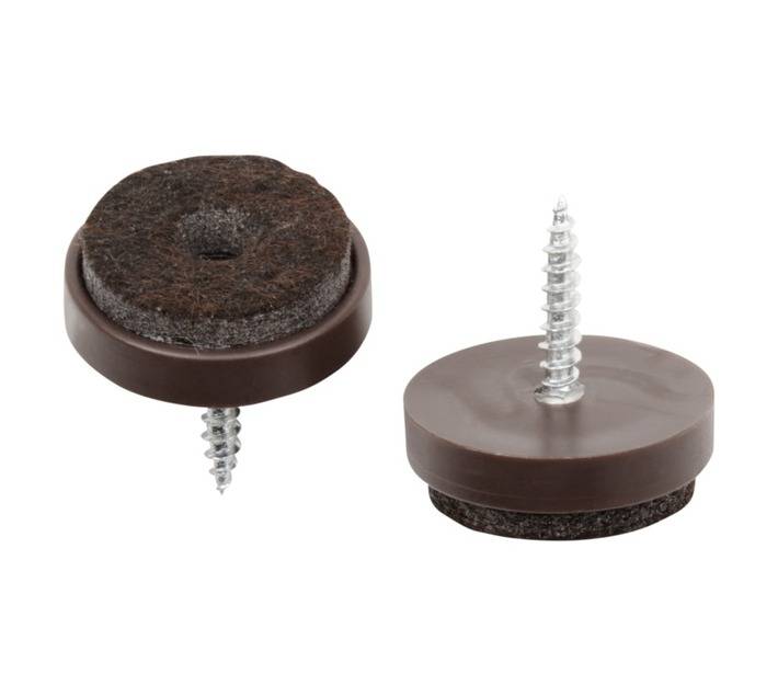 Safe Top Glides Plastic and Felt With Nail - Brown (24mm x 8 Pads)