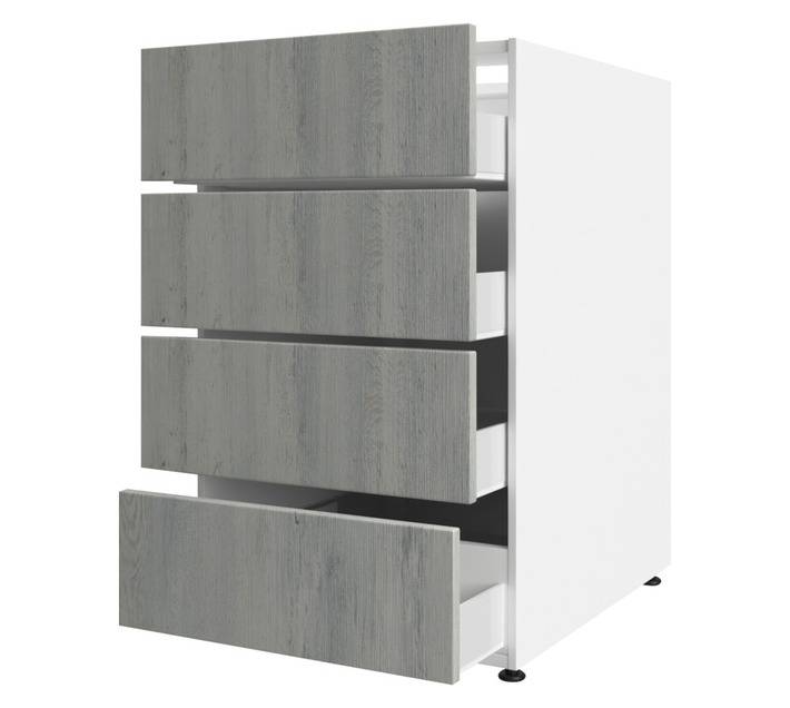 Home and Kitchen Base Unit 4 Drawer Melamine Cabinet - Lockeport (450mm)