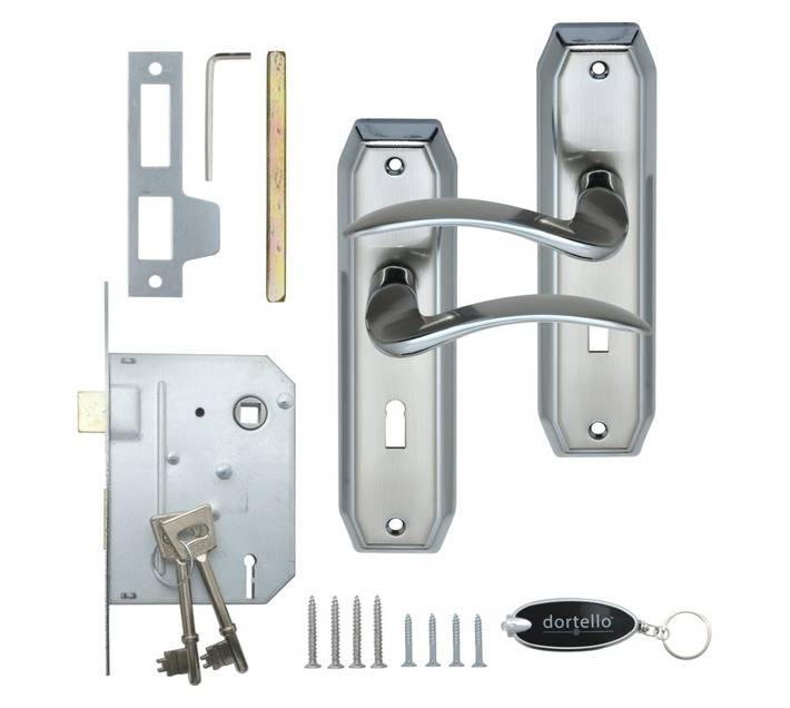 Dortello Ferm Satin Plated 3 Lever Lockset with Handles - Chrome