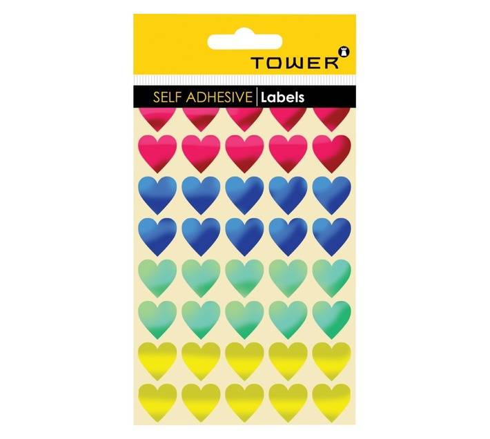 Tower Mixed Metallic Hearts Stickers - Assorted