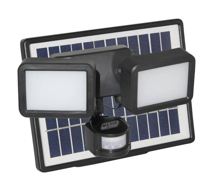 Major Tech SFP83 Solar Powered LED Floodlight with Passive Infrared Sensor - Black (8W)
