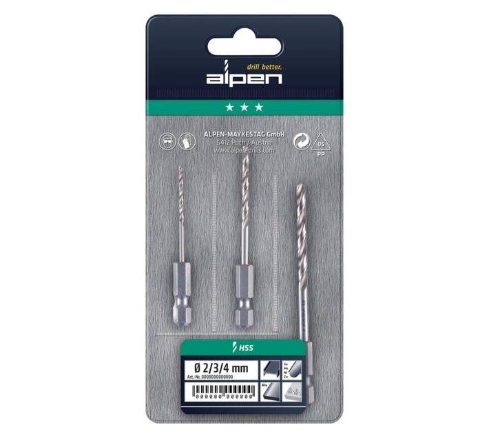 Alpen 3 Piece HSS Super Jobber Hex Shank Drill Bit Set ALP APM3