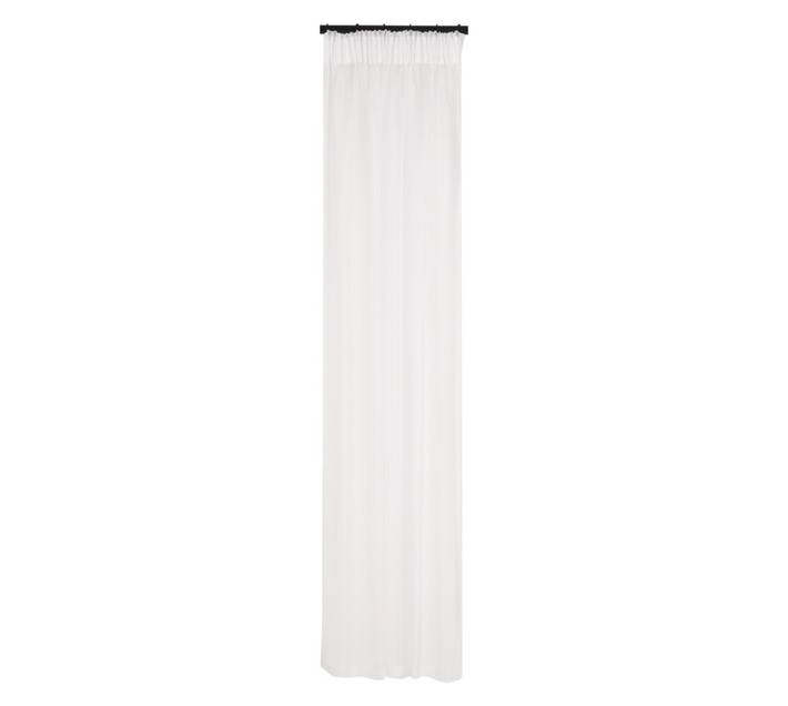 Kubu Textiles 2 x Voile Plain Taped Curtains - White (1400 x 2180mm)