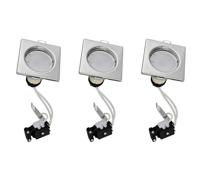 Lightworx 3 x LED GU10 Square Downlight - Polished Chrome (4w)
