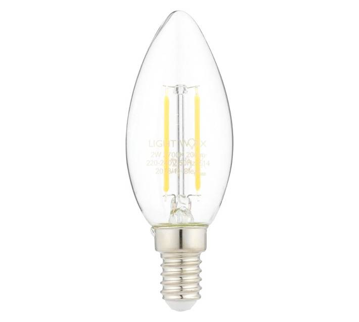 Lightworx LED E14 Filament Candle Bulbs - Clear (2w)
