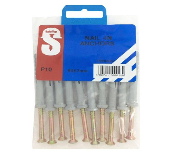 Safe Top 10 x Nail In Anchors (8 x 57mm)