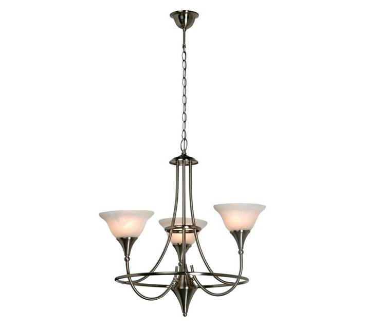 Radiant 3 Light Calice Chandelier E27 - Satin Chrome (1150 x 590 x 630mm)