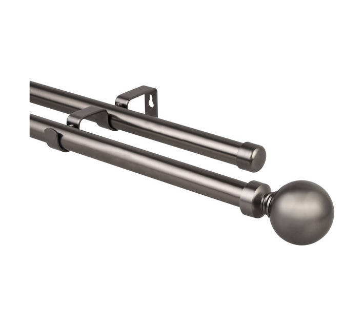 Design House Double Ball Curtain Rail - Grey (2000mm)