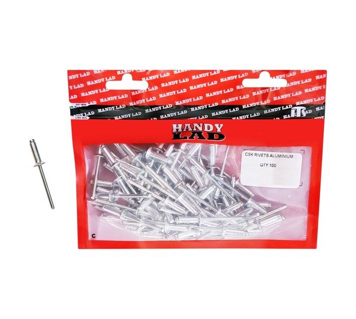Rutherford 100 x Countersunk Aluminium Rivets (15 x 4.8mm)
