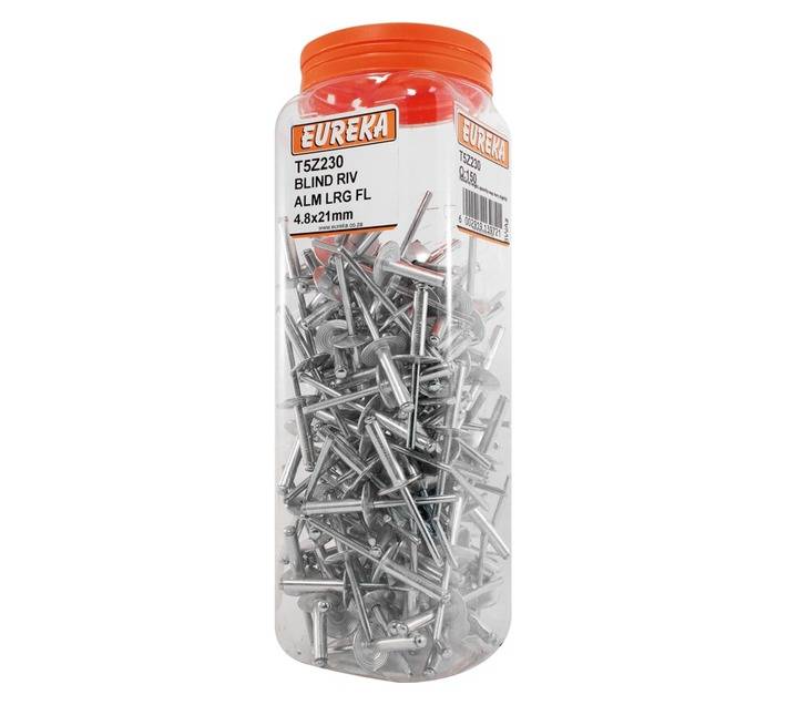Eureka 150 x Aluminium Large Flange Blind Rivets (4.8 x 21mm)