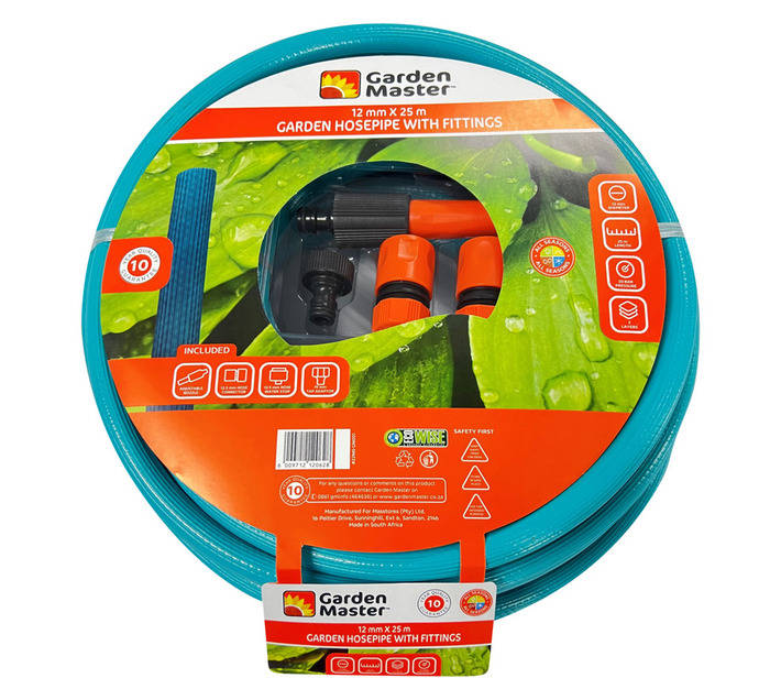 Garden Master GM251210BWF Hose with Fitting - Blue (25m x 12mm)