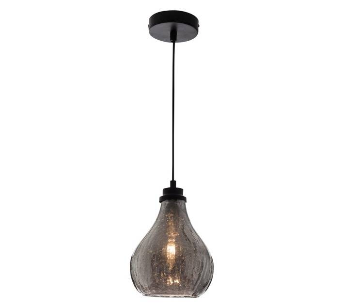 Bright Star Lighting 1 Light Crackle Glass Pendant - Chrome/Black (40W)