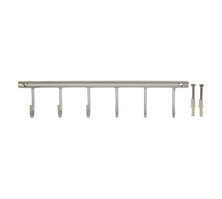 Steelcraft 6 Key Hook Rack - Silver (240 x 27 x 51mm)