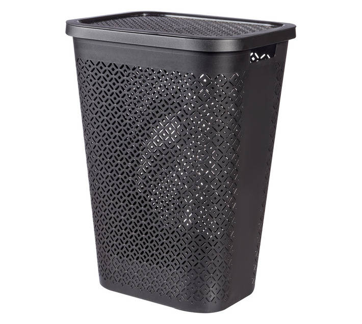 Curver by Keter Terrazzo Hamper Laundry Basket - Black (440 x 340 x 580mm)