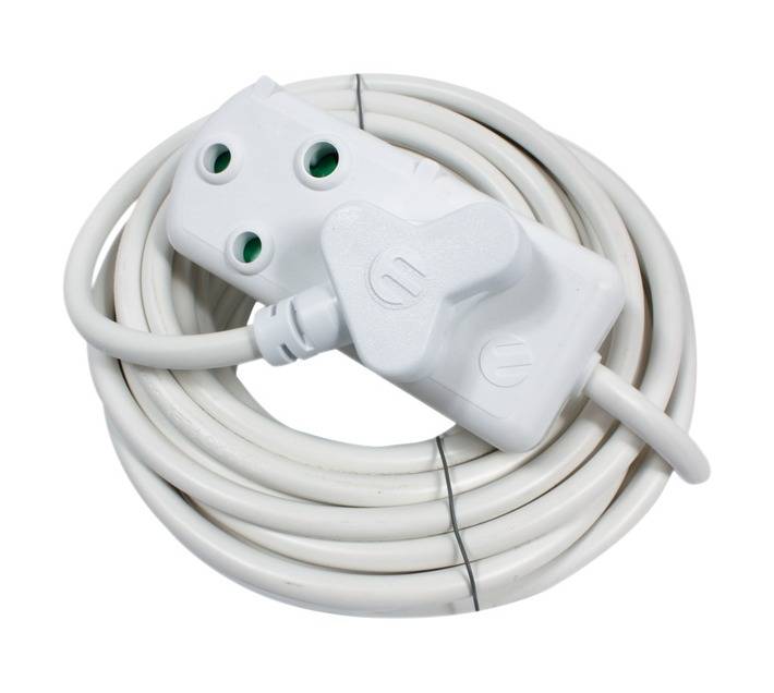 Ellies Electronics FEHBW2X/5W Extension Lead with Coupler - White (5000mm)