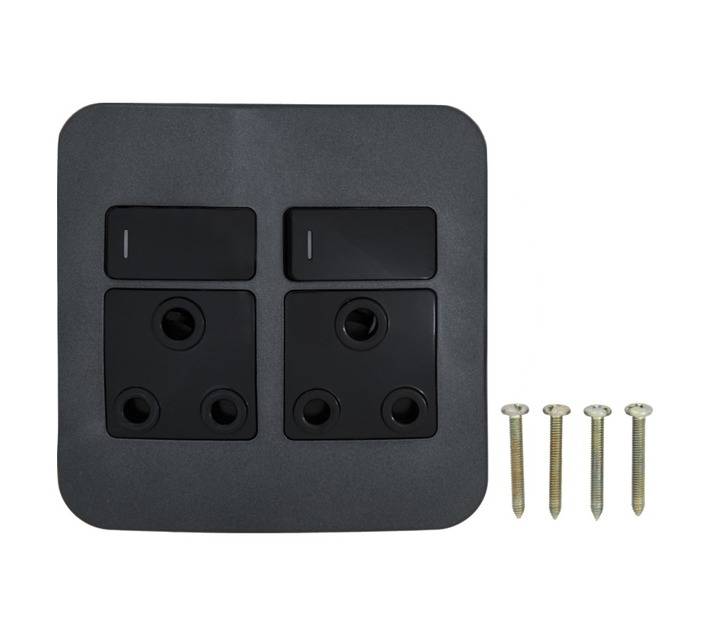 Veti Switch Plug Double - Black/Gm (100 x 100mm)