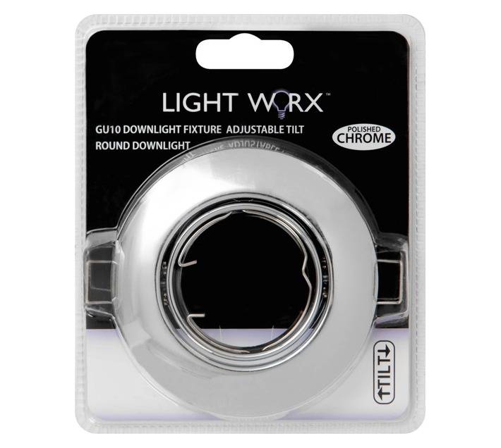 Lightworx GU10 SPOT-06-C-PC Fixture Round Tilt Downlight - Chrome