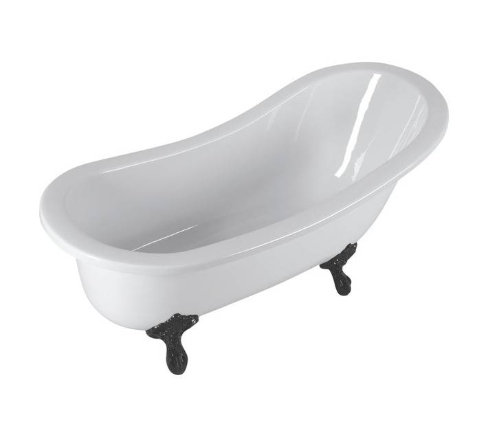 Como Baths Devon Slipper Freestanding Bath - Black (1700 x 540 x 780mm)