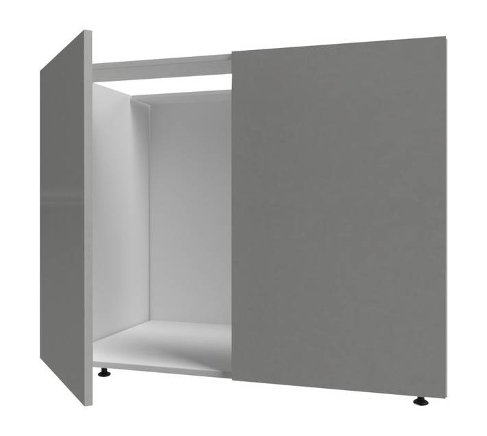 Home and Kitchen Gloss Base Cabinet Unit - Stone Grey (900 x 560 x 720mm)