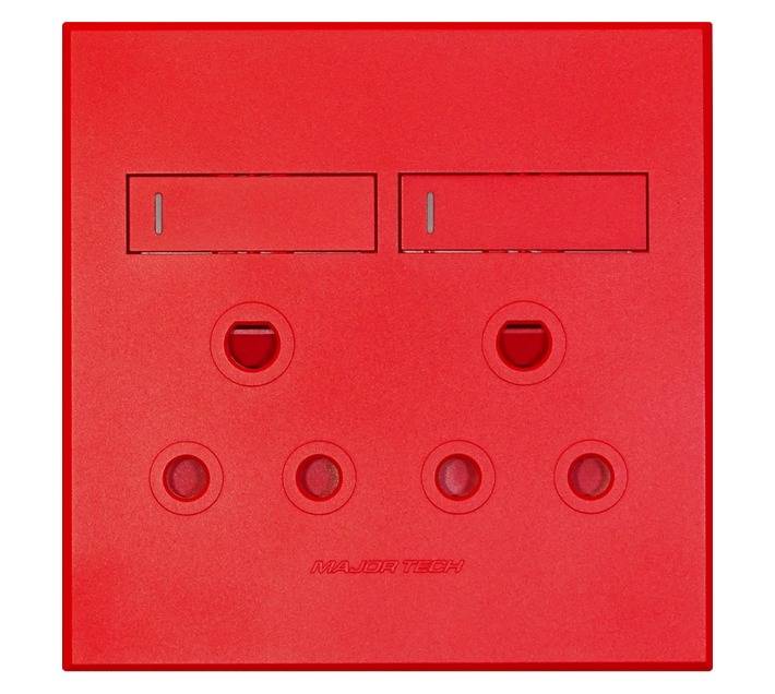 Veti Series 3 Double Dedicated Plug Sockets - Red (100 x 100mm)