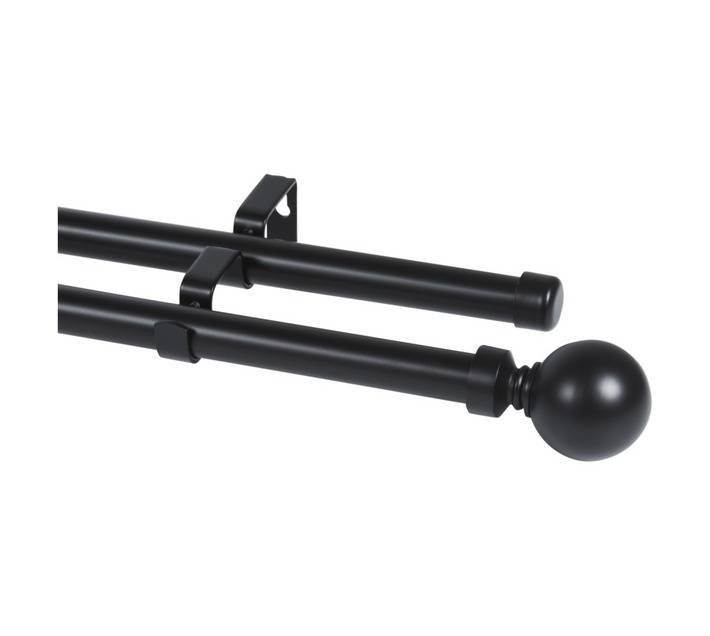 Design House Double Ball Curtain Rail - Black (3000mm)