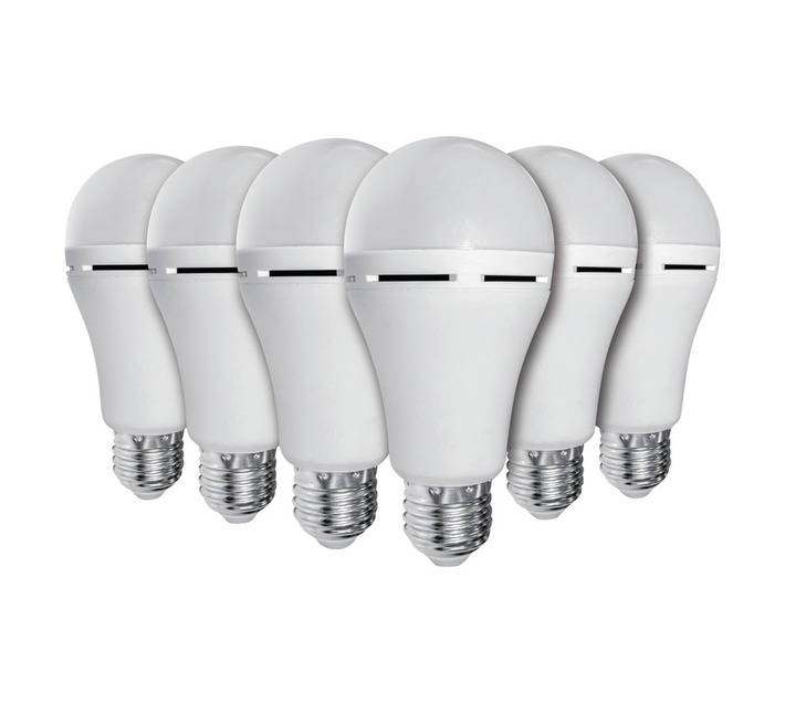 Elecstor 6 x E27 Rechargeable LED Globe Bulbs - Cool White (7W)